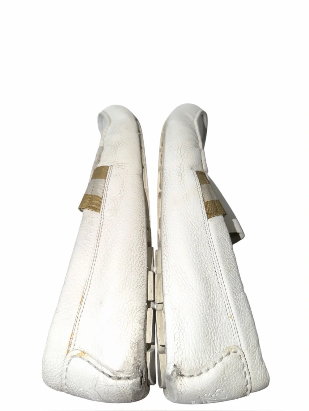 Vintage Gucci Men's White Leather Slip-On Loafers Sz 8.5 Quiet Luxury Summer